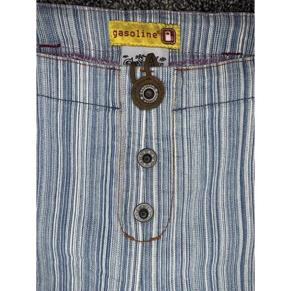 Vintage Gasoline Y2K Low Rise Striped Flare Jeans Denim Pants Boho Rave Size 11 - Picture 4 of 12